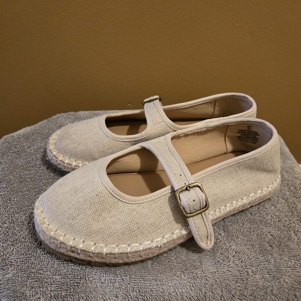 Old Navy Beige Canvas Mary Jane Espadrille Flats
